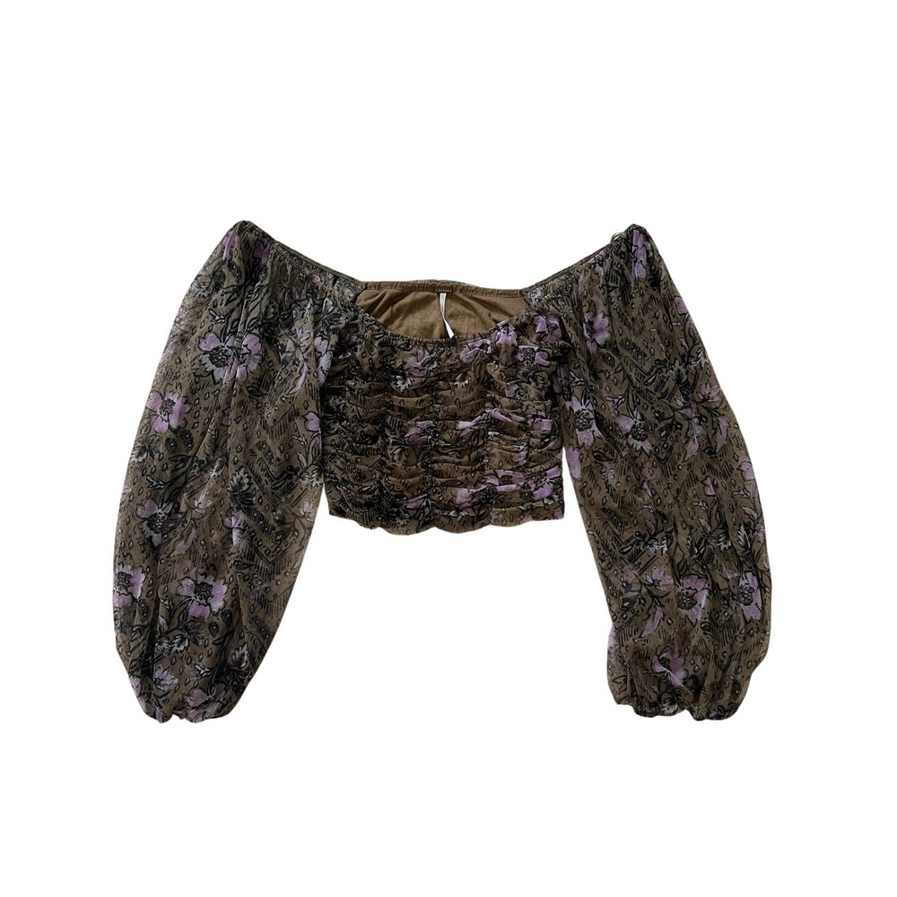 Free People Women's Lilia Crop Top Bohemian Fairy Festival Floral Size L